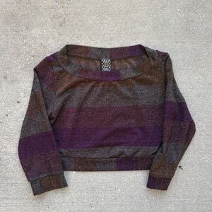 Purple and Brown Women's Crop Top Y2K top